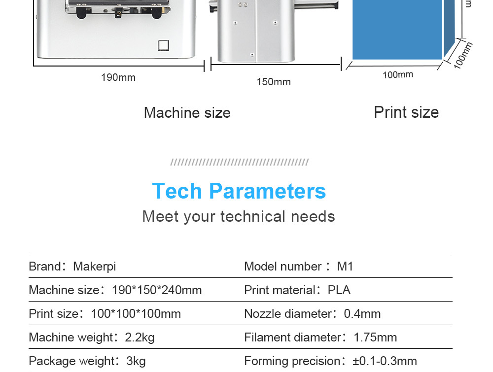 Buy Makerpi M1 Mini Portable 3D Printer